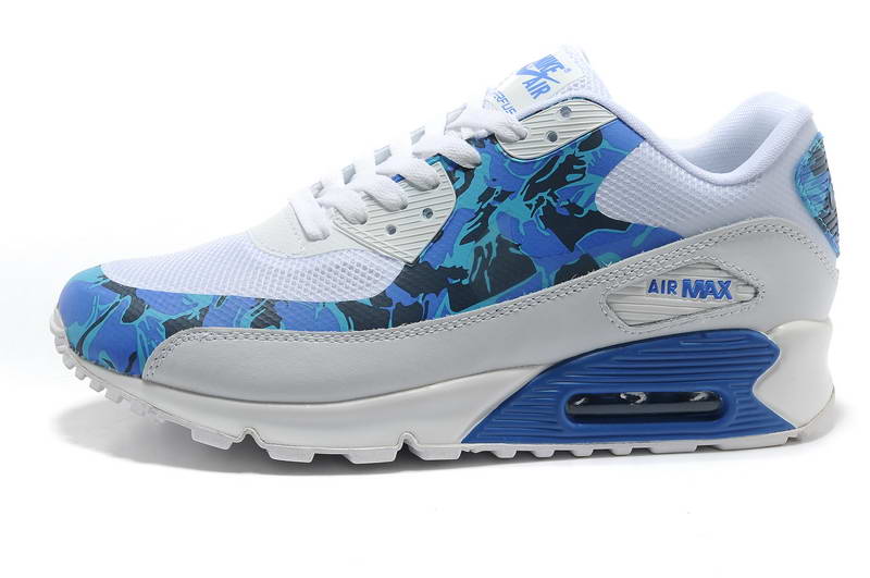 Air Max 90 Hyperfuse fourrure Chaussures Hommes Cartes Blanc Bleu (4)